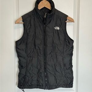 The North Face Black Quilted Vest with Floral Sitching